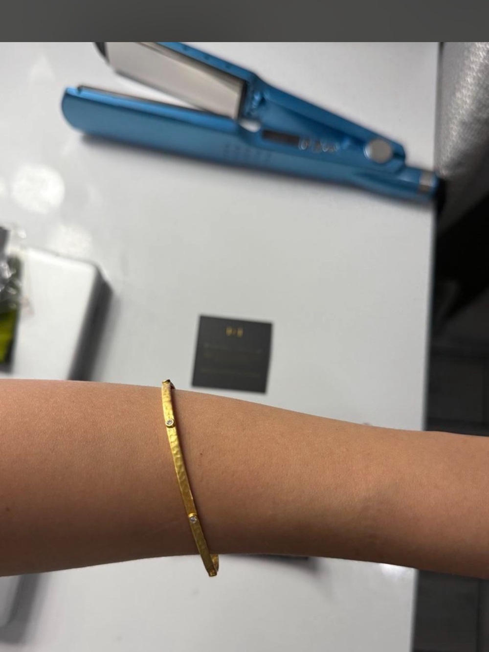 Julie Vos Gold Crescent Stone Bangle Bracelet - Picture 4 of 5